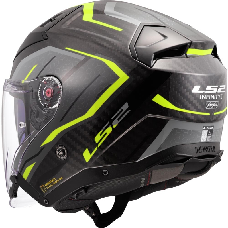 Atvērtā motocikla ķivere LS2 OF603 Infinity II C Urus fluorescējoši dzeltena