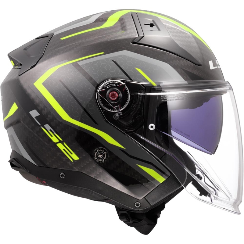 Atvērtā motocikla ķivere LS2 OF603 Infinity II C Urus fluorescējoši dzeltena
