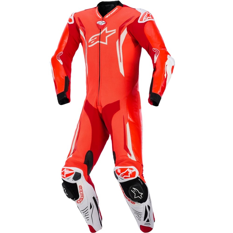 Alpinestars GP TECH V5 ādas motocikla kombinezons, fluorescējoši sarkans-sarkans-balts