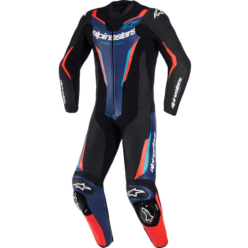 Alpinestars GP FORCE V2 viendaļīgs motocikla kombinezons melns-zils-fluorescējošs sarkans-