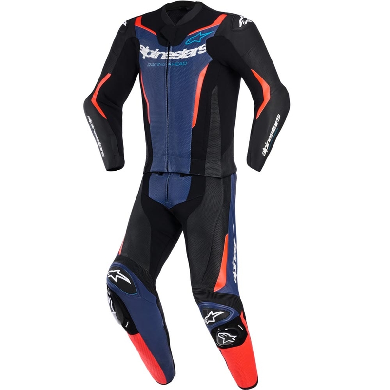 Alpinestars GP Force V2 divdaļīgs motocikla kombinezons melns-zils-fluorescējošs sarkans