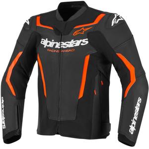 Alpinestars GP Force V2 ādas motocikla jaka melna-fluorescējoši sarkana-balta