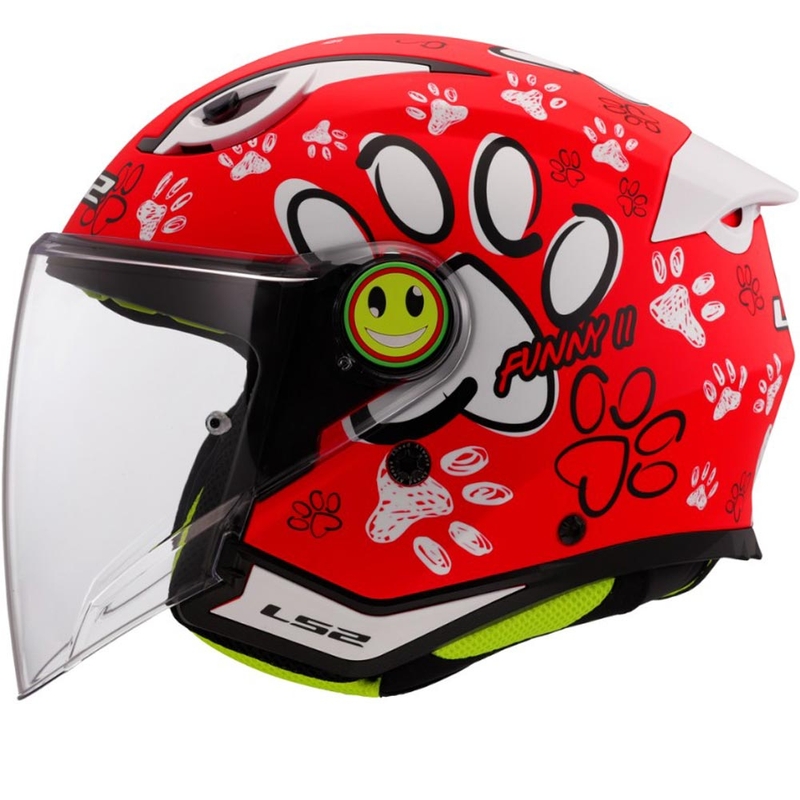 Bērnu atvērta motocikla ķivere LS2 OF622 Funny II Paws sarkana