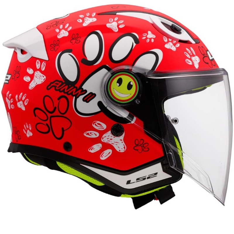 Bērnu atvērta motocikla ķivere LS2 OF622 Funny II Paws sarkana