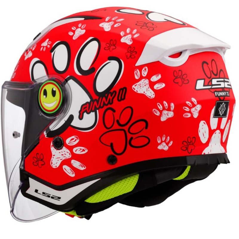 Bērnu atvērta motocikla ķivere LS2 OF622 Funny II Paws sarkana
