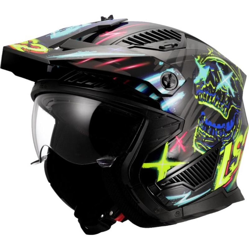 Triāla motocikla ķivere LS2 OF606 Drifter Rayz melna-zila