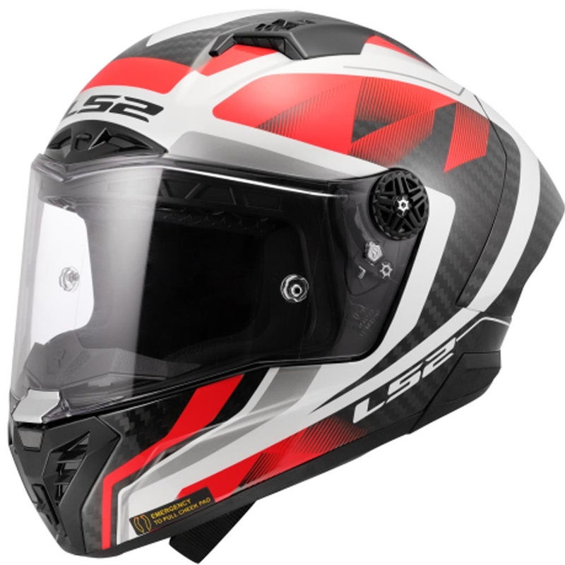 Slēgta motocikla ķivere LS2 FF805 Thunder C GP Aero Raute balta-sarkana