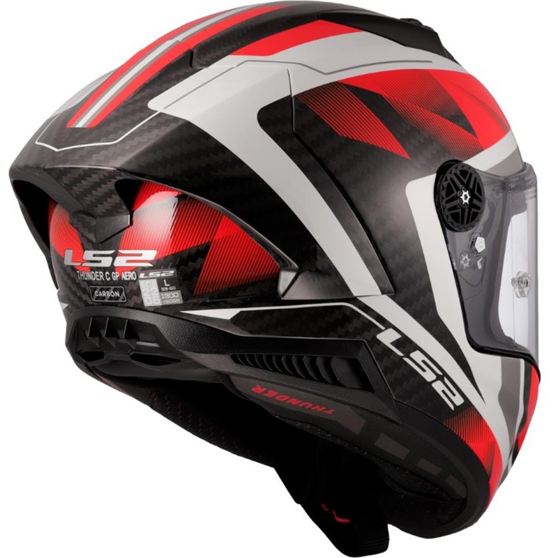 Slēgta motocikla ķivere LS2 FF805 Thunder C GP Aero Raute balta-sarkana