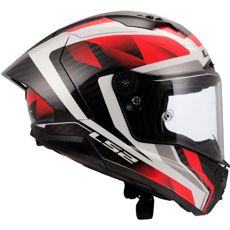 Slēgta motocikla ķivere LS2 FF805 Thunder C GP Aero Raute balta-sarkana