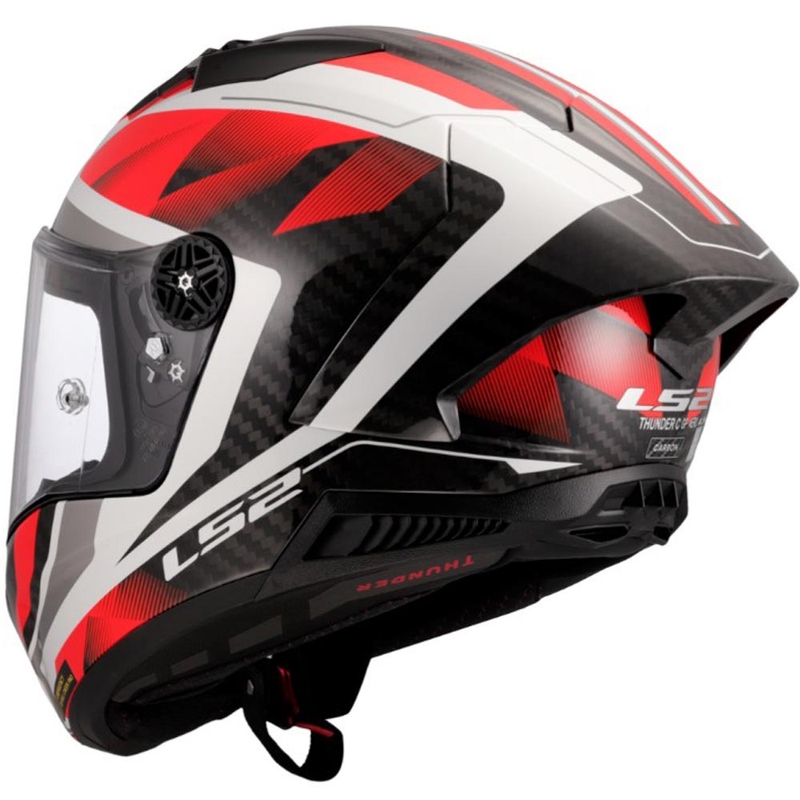 Slēgta motocikla ķivere LS2 FF805 Thunder C GP Aero Raute balta-sarkana