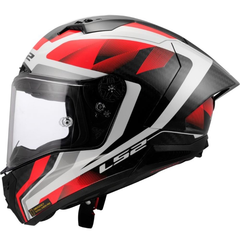 Slēgta motocikla ķivere LS2 FF805 Thunder C GP Aero Raute balta-sarkana