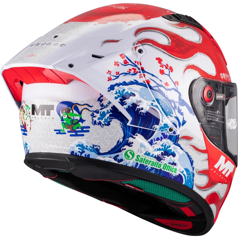 Pilna motocikla ķivere KRE + S Yamanaka A5 sarkana-balta