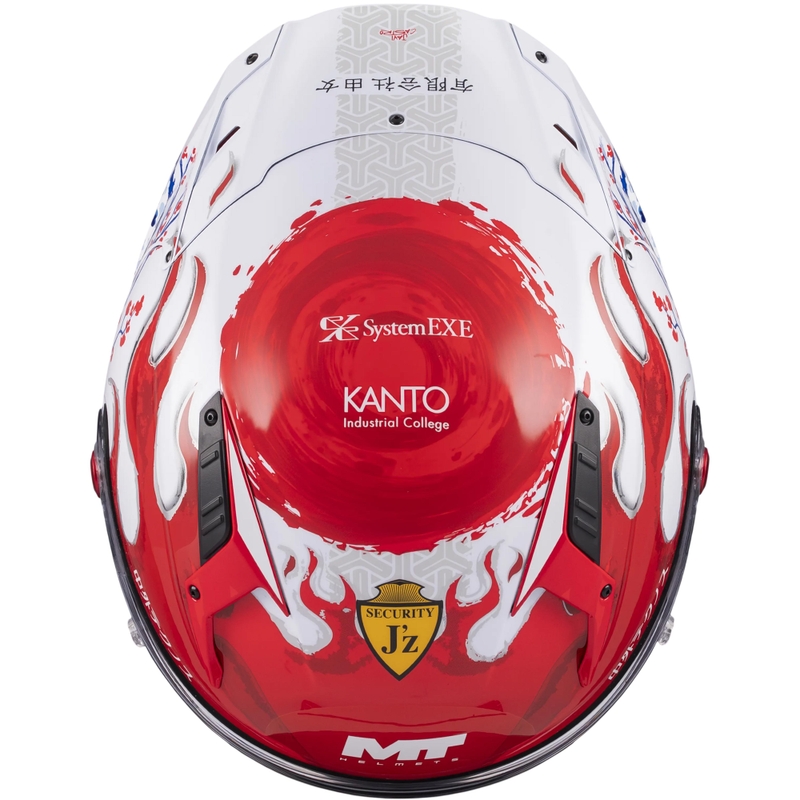 Pilna motocikla ķivere KRE + S Yamanaka A5 sarkana-balta