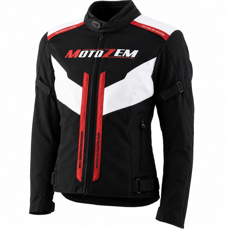 Sieviešu motocikla jaka Motozem Team 2 melna-balta