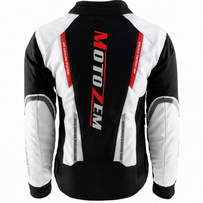 Sieviešu motocikla jaka Motozem Team 2 melna-balta