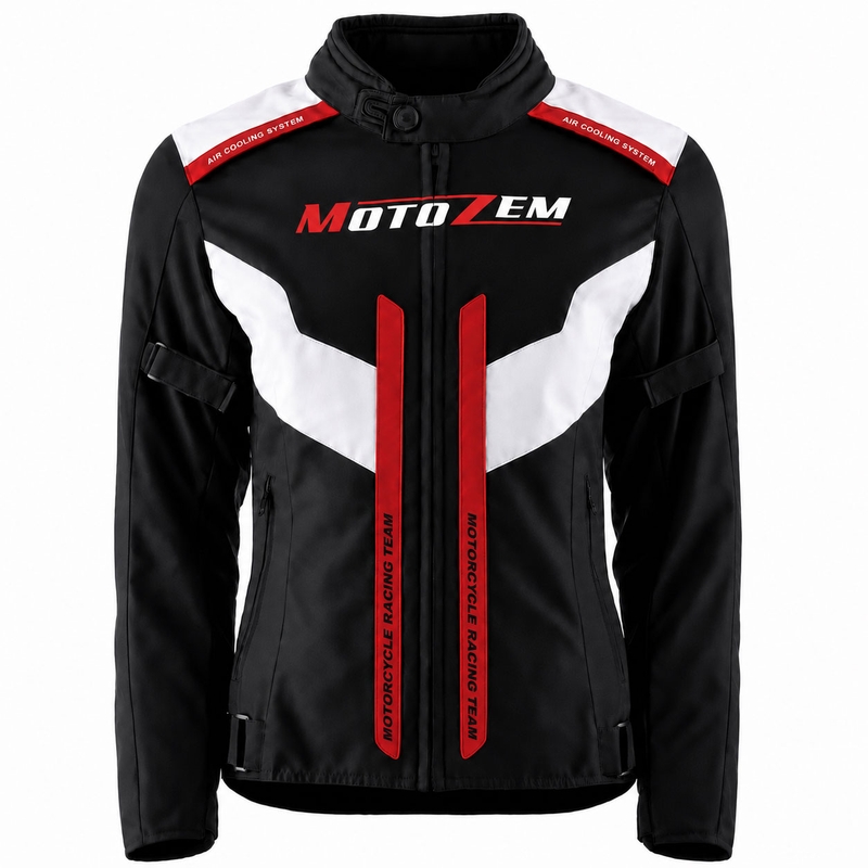 Sieviešu motocikla jaka Motozem Team 2 melna-balta