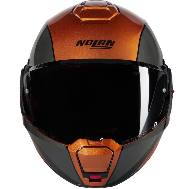 Atverama motocikla ķivere Nolan N120-1 Verniciatura Speciale N-COM 343 spīdīgi melna okera krāsā