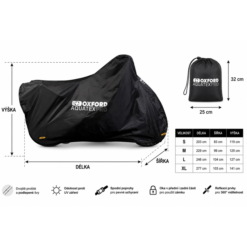 Oxford Aquatex PRO motocikla pārsegs, melns