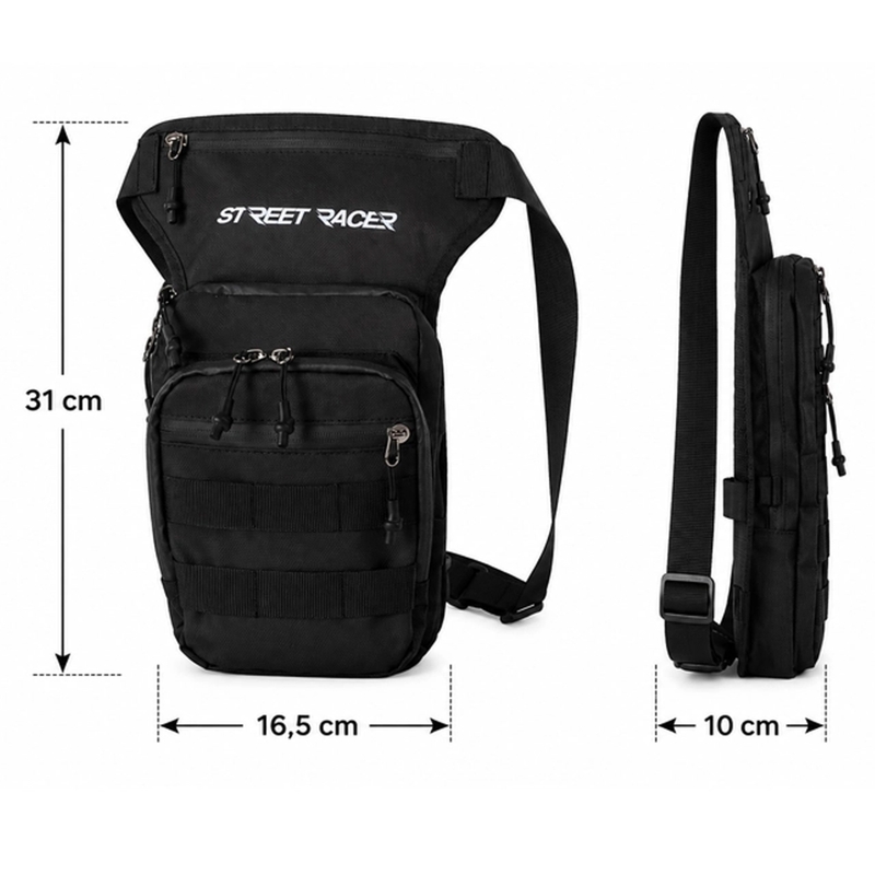 Street Racer Embrace augšstilba soma, melna, 5 l