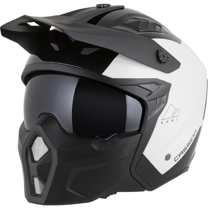Modulāra motocikla ķivere Cassida Cross Country Dual balta-melna