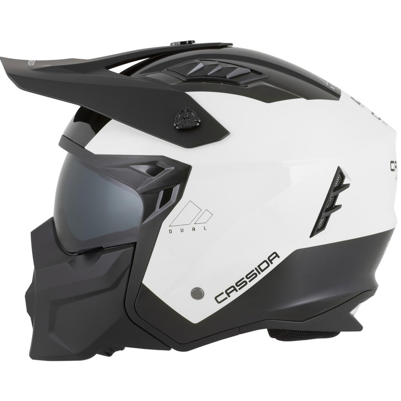 Modulāra motocikla ķivere Cassida Cross Country Dual balta-melna