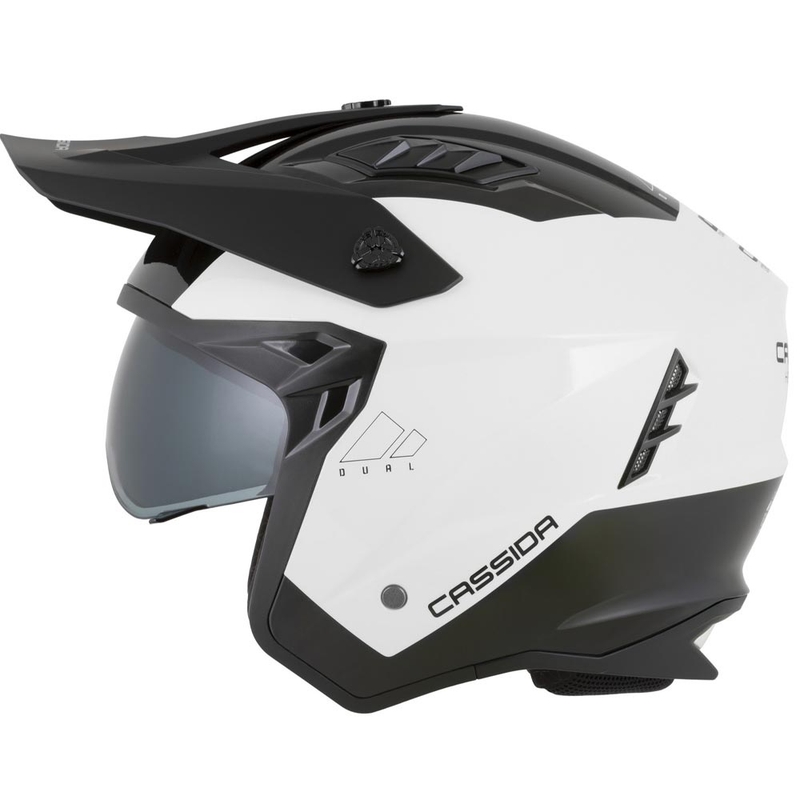 Modulāra motocikla ķivere Cassida Cross Country Dual balta-melna