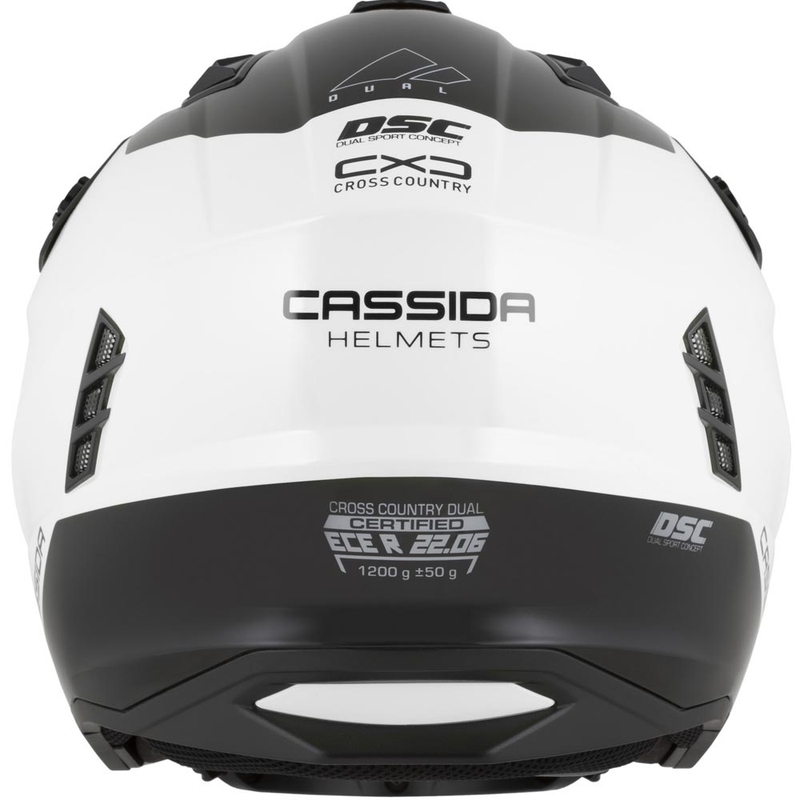 Modulāra motocikla ķivere Cassida Cross Country Dual balta-melna