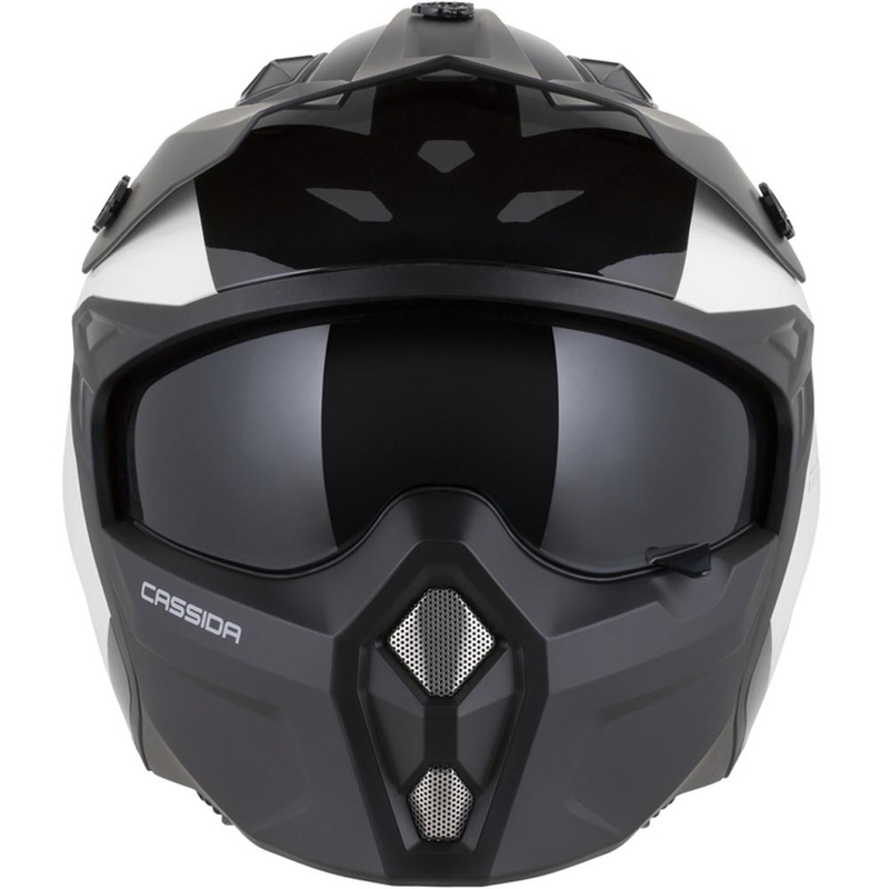 Modulāra motocikla ķivere Cassida Cross Country Dual balta-melna