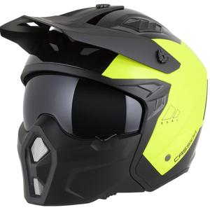 Modulāra motocikla ķivere Cassida Cross Country Dual fluorescējoši dzeltena-melna