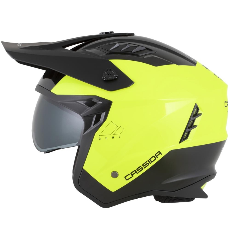 Modulāra motocikla ķivere Cassida Cross Country Dual fluorescējoši dzeltena-melna