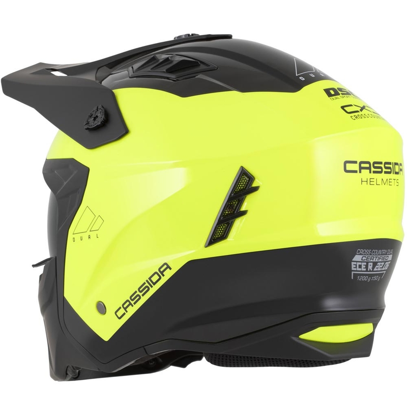 Modulāra motocikla ķivere Cassida Cross Country Dual fluorescējoši dzeltena-melna