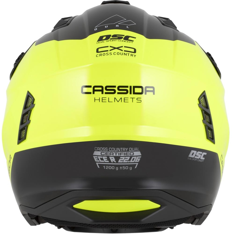 Modulāra motocikla ķivere Cassida Cross Country Dual fluorescējoši dzeltena-melna