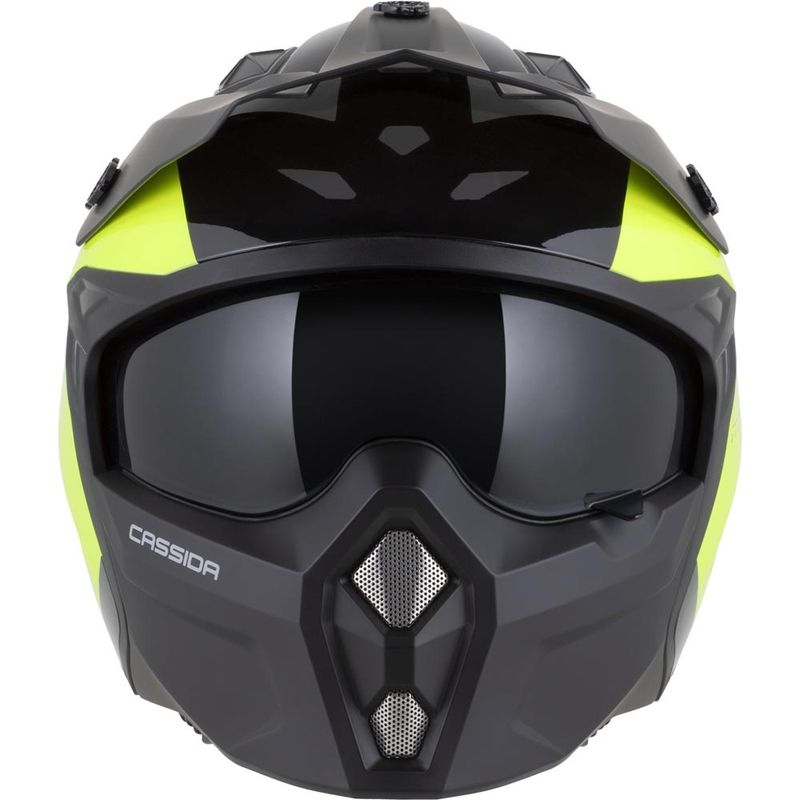 Modulāra motocikla ķivere Cassida Cross Country Dual fluorescējoši dzeltena-melna