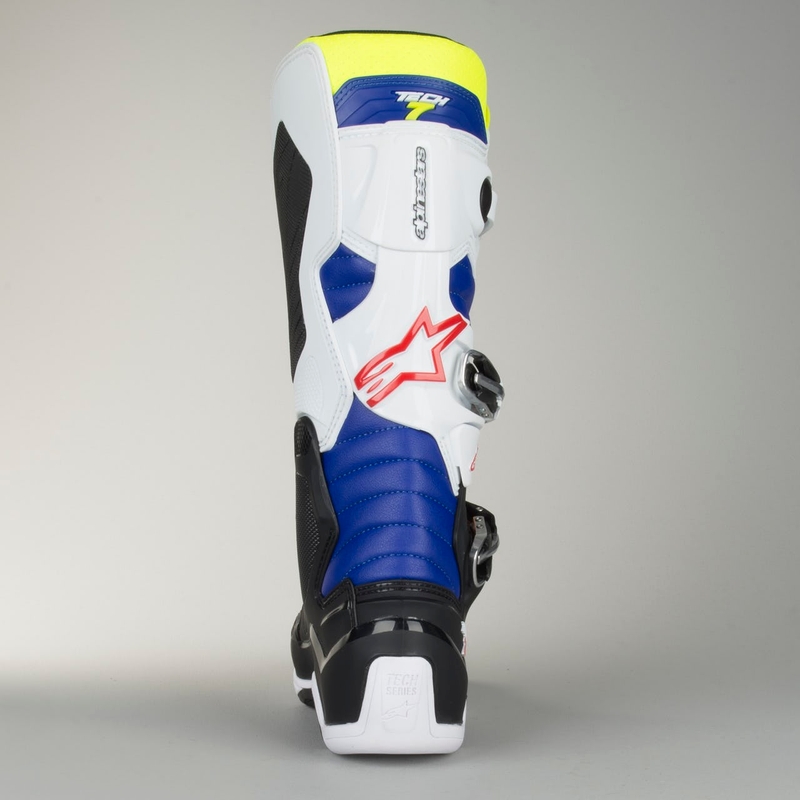 Boty na motorku Alpinestars Tech 7 bílo-černo-modro-červeno-fluo žluté