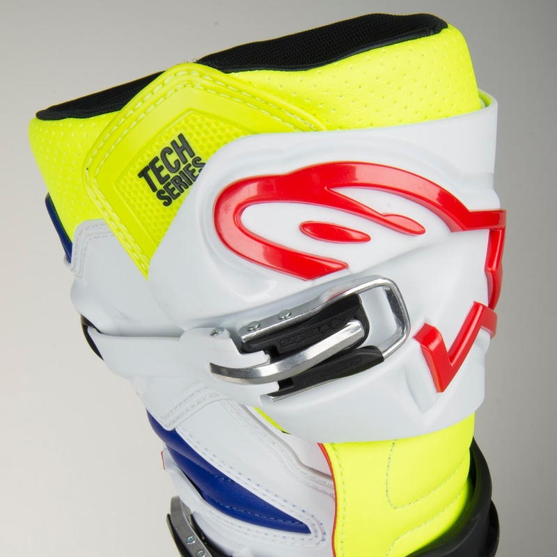 Boty na motorku Alpinestars Tech 7 bílo-černo-modro-červeno-fluo žluté