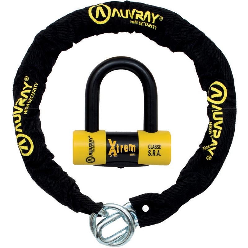AUVRAY X-Lock diska slēdzene ar ķēdi 120 cm melni dzeltena