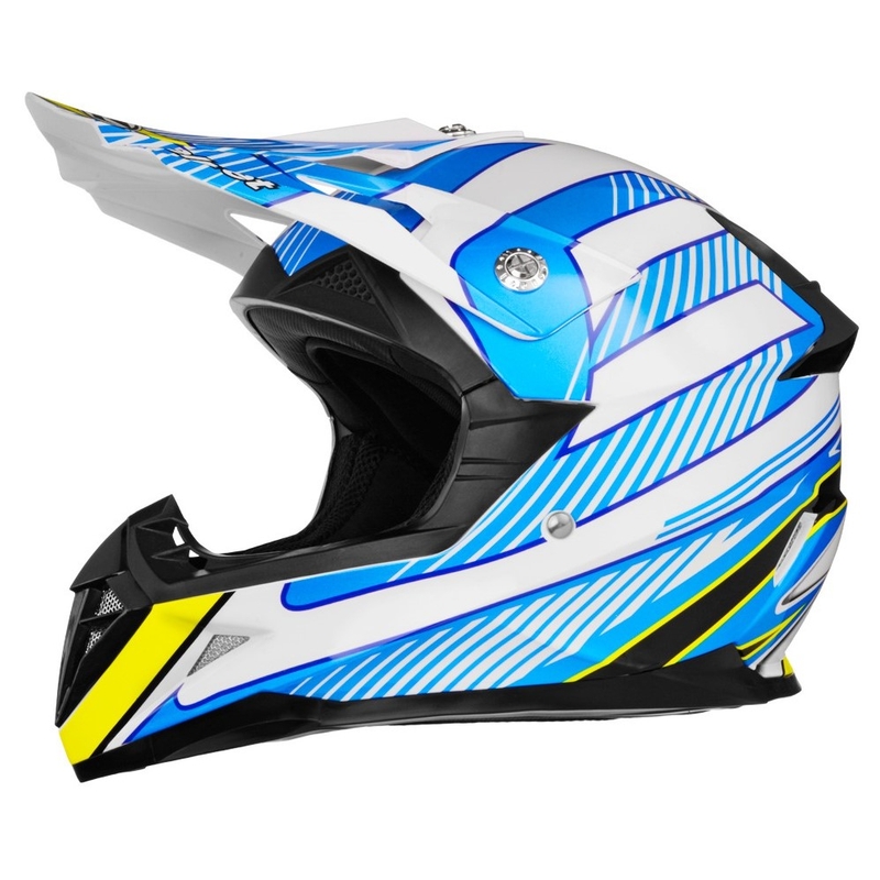Dětská motokrosová přilba ZED X1.9D bílo-modro-žluto-černá