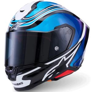 Alpinestars S-R7 Zeal slēgta motocikla ķivere melna-zila-fluorescējoši rozā-balta