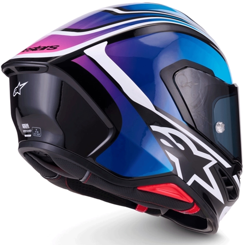 Alpinestars S-R7 Zeal slēgta motocikla ķivere melna-zila-fluorescējoši rozā-balta