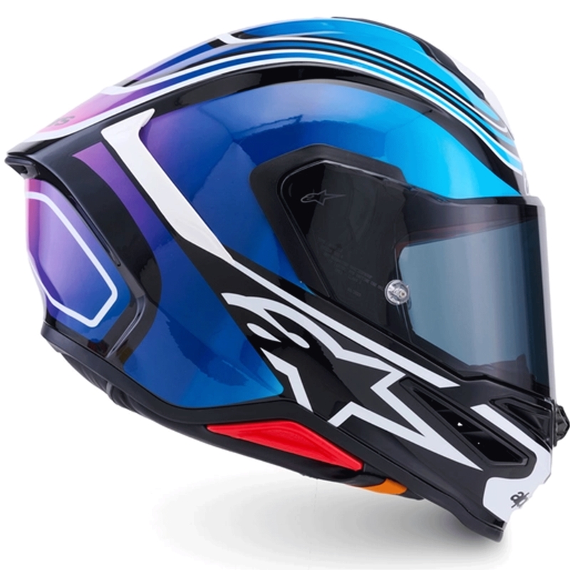 Alpinestars S-R7 Zeal slēgta motocikla ķivere melna-zila-fluorescējoši rozā-balta