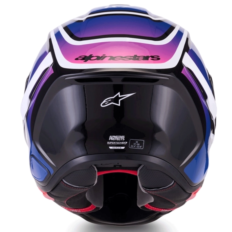 Alpinestars S-R7 Zeal slēgta motocikla ķivere melna-zila-fluorescējoši rozā-balta