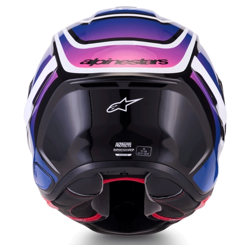 Alpinestars S-R7 Zeal slēgta motocikla ķivere melna-zila-fluorescējoši rozā-balta