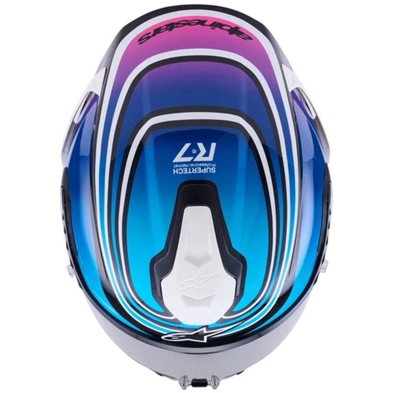 Alpinestars S-R7 Zeal slēgta motocikla ķivere melna-zila-fluorescējoši rozā-balta