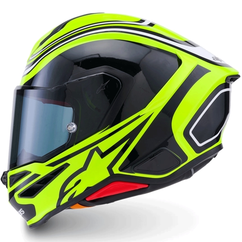 Alpinestars S-R7 Zeal pilnas sejas motocikla ķivere, fluorescējoši dzeltena-melna-balta