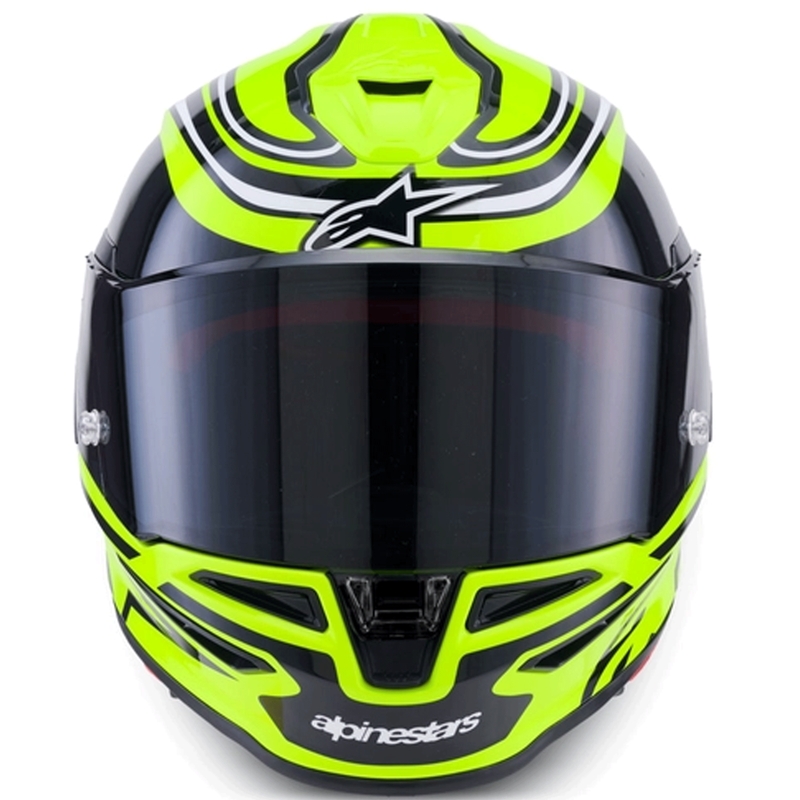 Alpinestars S-R7 Zeal pilnas sejas motocikla ķivere, fluorescējoši dzeltena-melna-balta