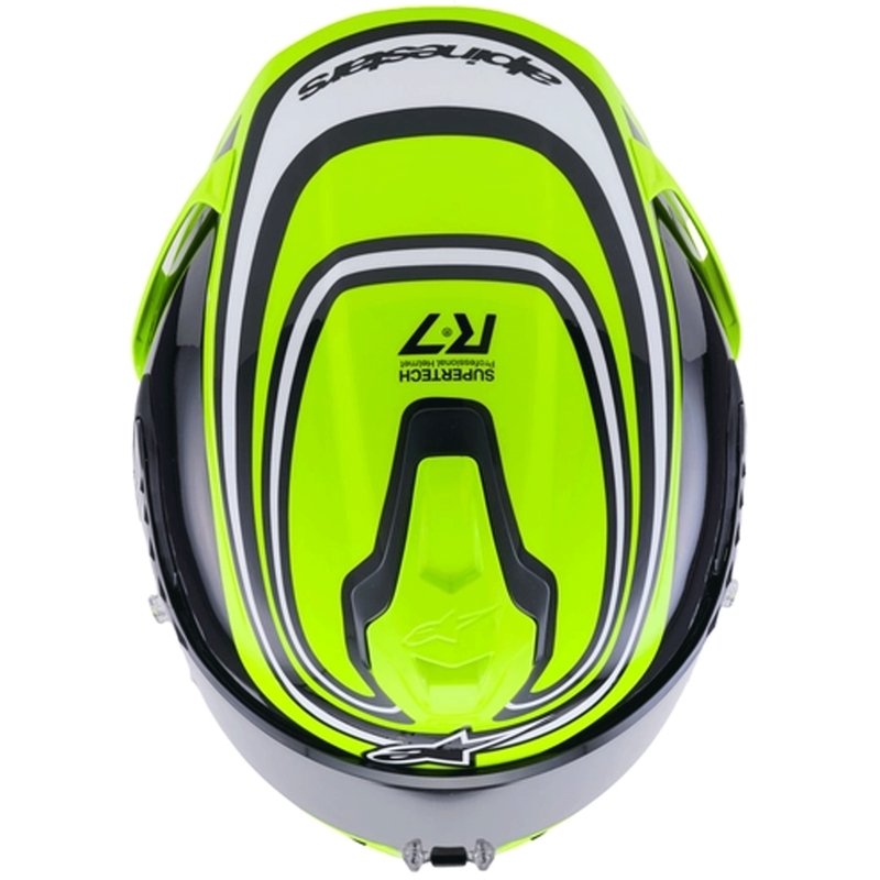 Alpinestars S-R7 Zeal pilnas sejas motocikla ķivere, fluorescējoši dzeltena-melna-balta