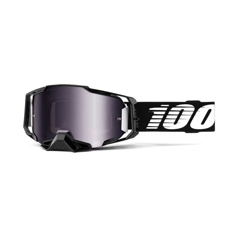 Motokrosa brilles 100% ARMEGA melnas (sudraba pleksi)