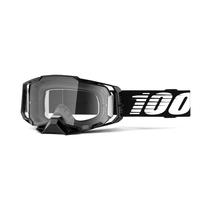 Motokrosa brilles 100% ARMEGA black (caurspīdīgs pleksi)