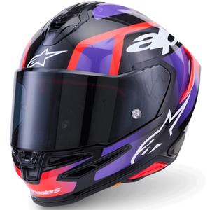 Alpinestars S-R7 Lumen slēgta motocikla ķivere melna-violeta-fluorescenta sarkana-balta