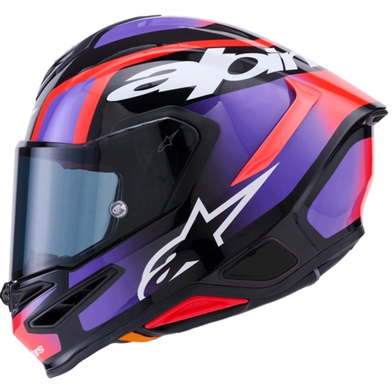 Alpinestars S-R7 Lumen slēgta motocikla ķivere melna-violeta-fluorescenta sarkana-balta